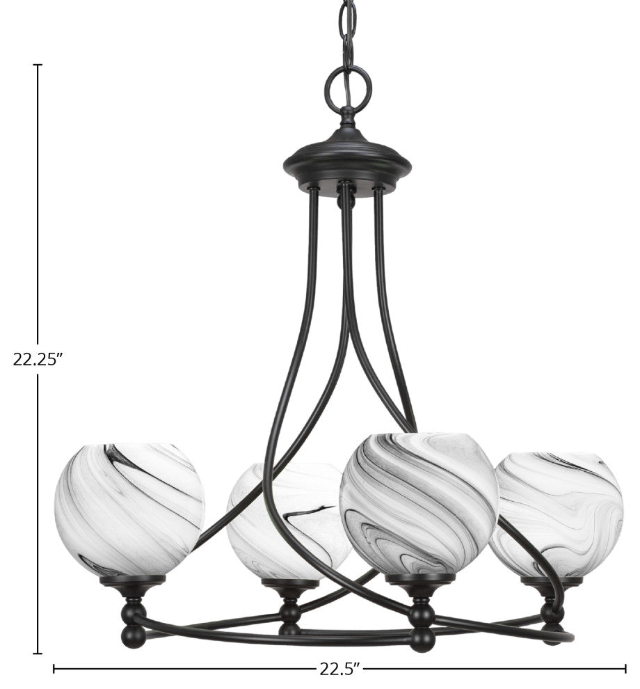 Capri 4-Light Chandelier, Matte Black/Onyx Swirl