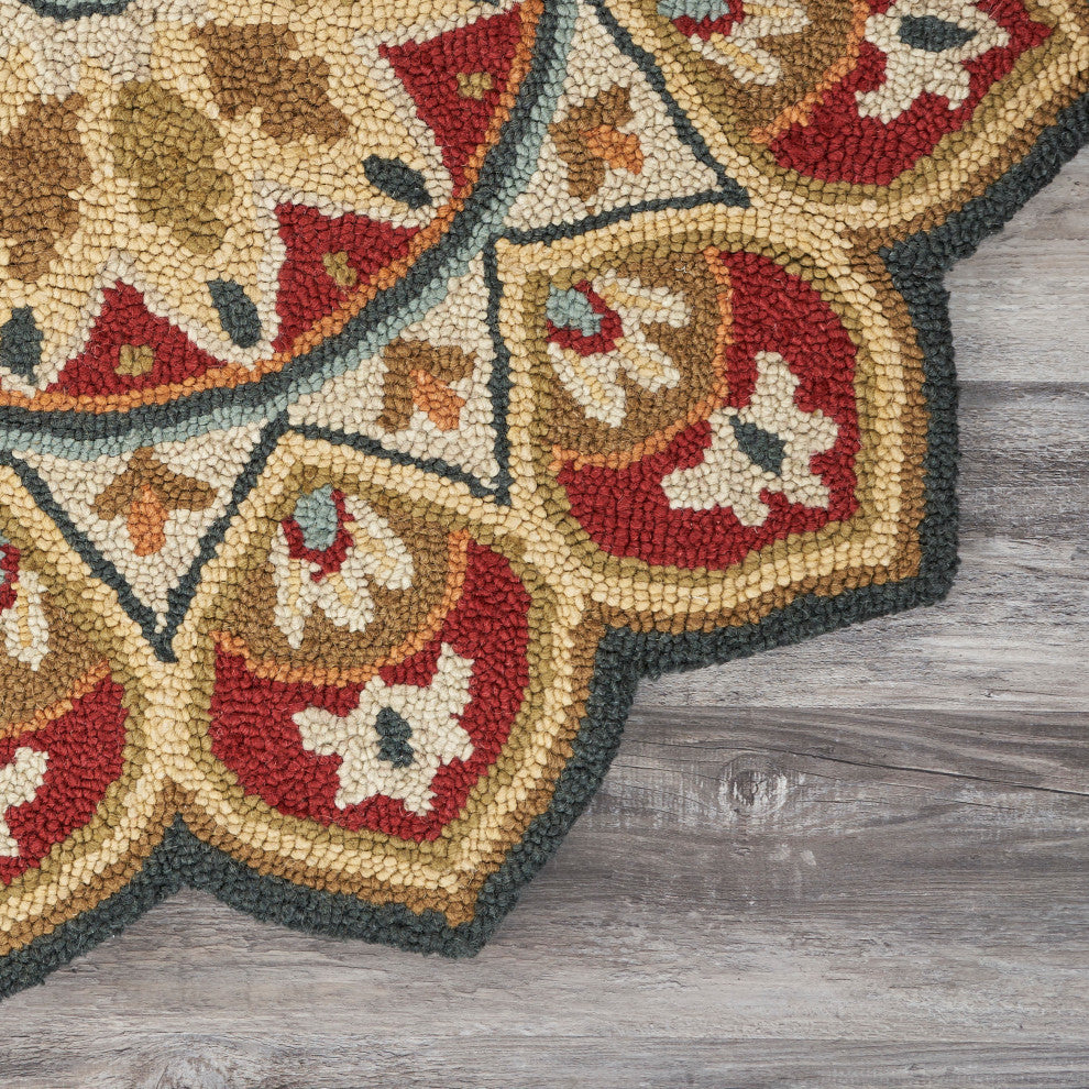Red Sunflower Area Rug, 4' Round