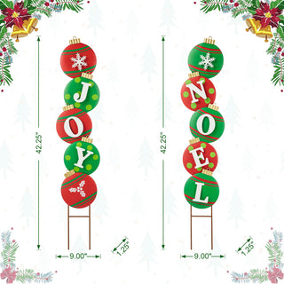 Metal JOY & NOEL Ornament Yard Stake, 2-Piece Set