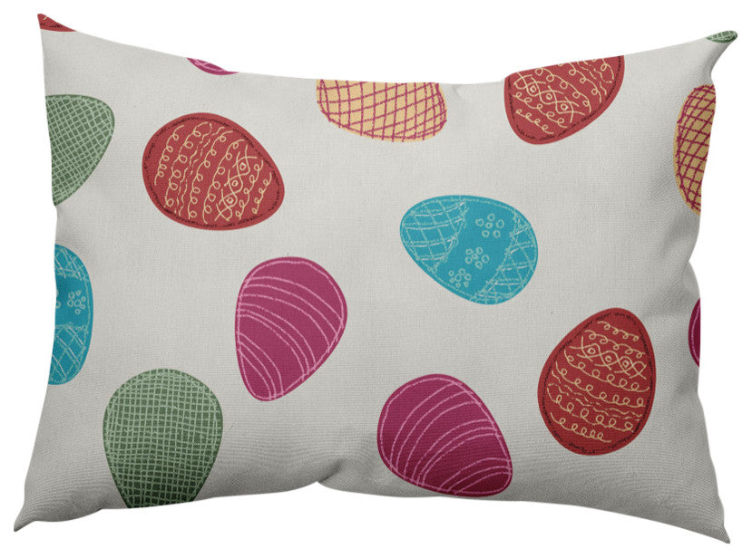 Egg Hunt Easter Decorative Lumbar Pillow, Whisper White, 14x20"
