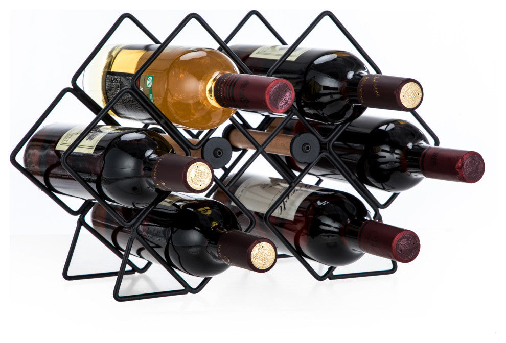 Home Zone Living Wine Rack for Countertop, Holds up to 6-Bottles, Black