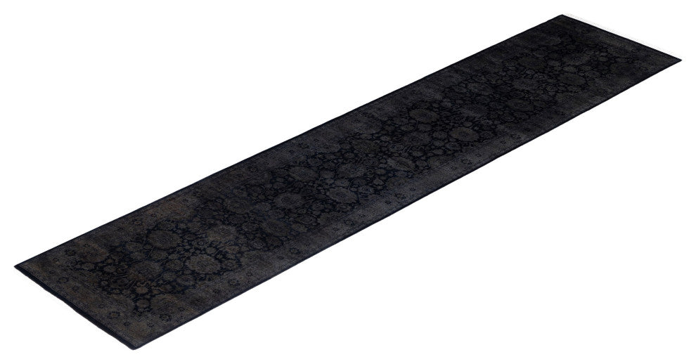 Overdyed One-of-a-Kind Hand-Knotted Area Rug Black, 2' 8" x 12' 2"