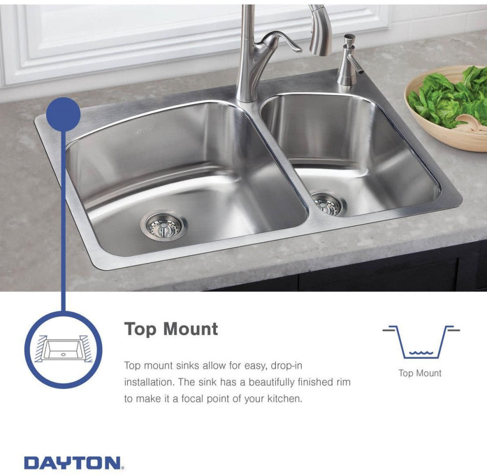 Elkay D11721 Dayton 17" Drop In Single Basin Stainless Steel Bar - 3 Faucet