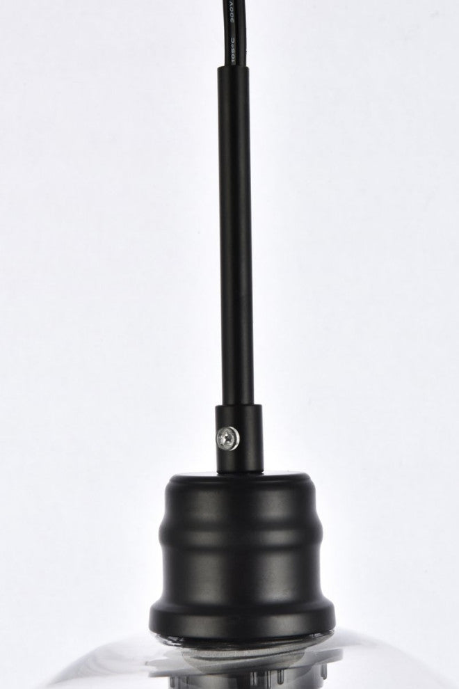 Edgar 1-Light Black and Clear Glass Plug-In Pendant