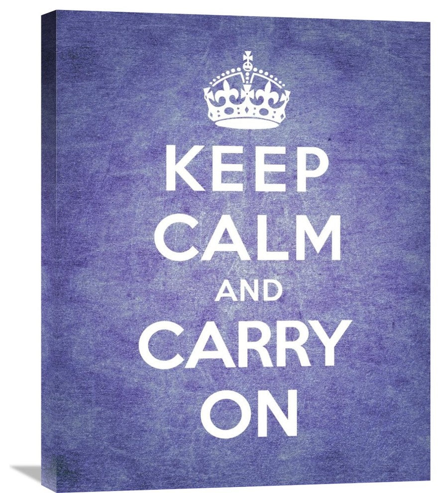 "Keep Calm and Carry On - Vintage Purple" Artwork, 22"x28"
