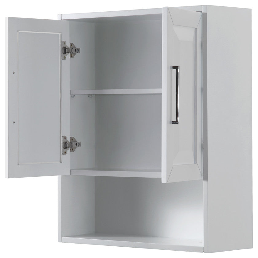 Daria Bathroom Wall-Mounted Storage Cabinet in in White with Chrome Trim