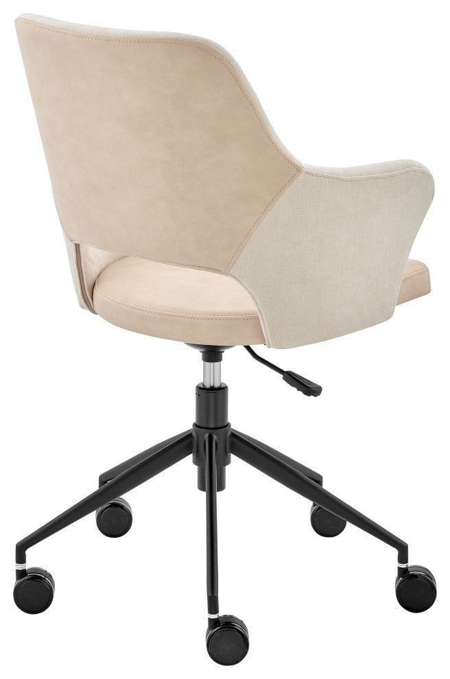 Darcie Office Chair, Light Beige Fabric, Beige Leatherette and Black Base