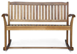 GDF Studio Baxter Rocking Acacia Wood Loveseat, Natural Stain