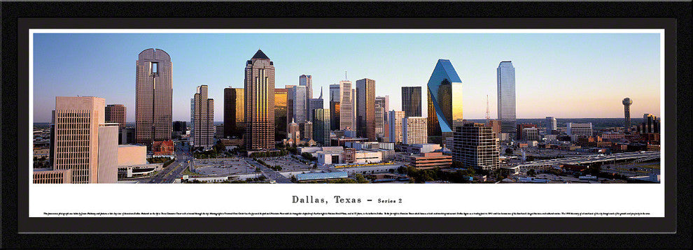 Dallas Skyline Panoramic Poster, Texas-Series 2 , Select Frame