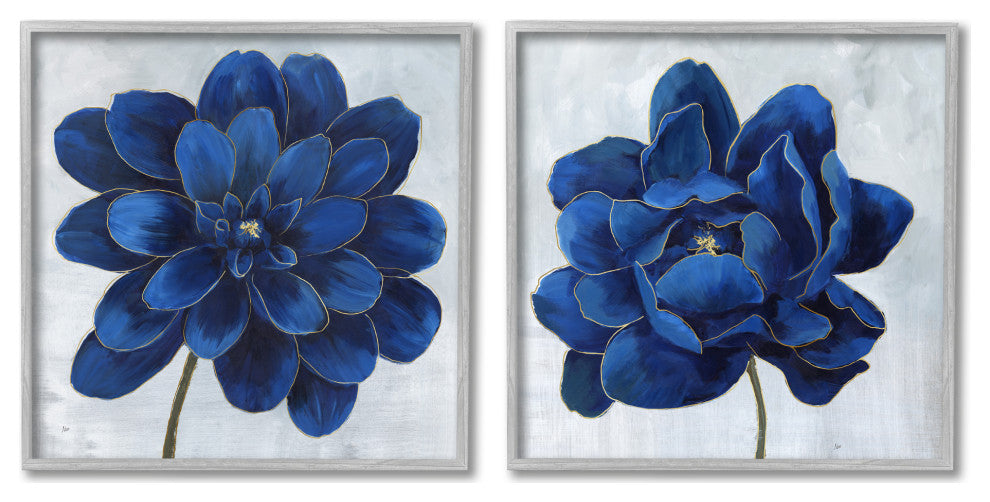 Bold Royal Blue Florals Blooming Chic Petal Flower,24 x 24