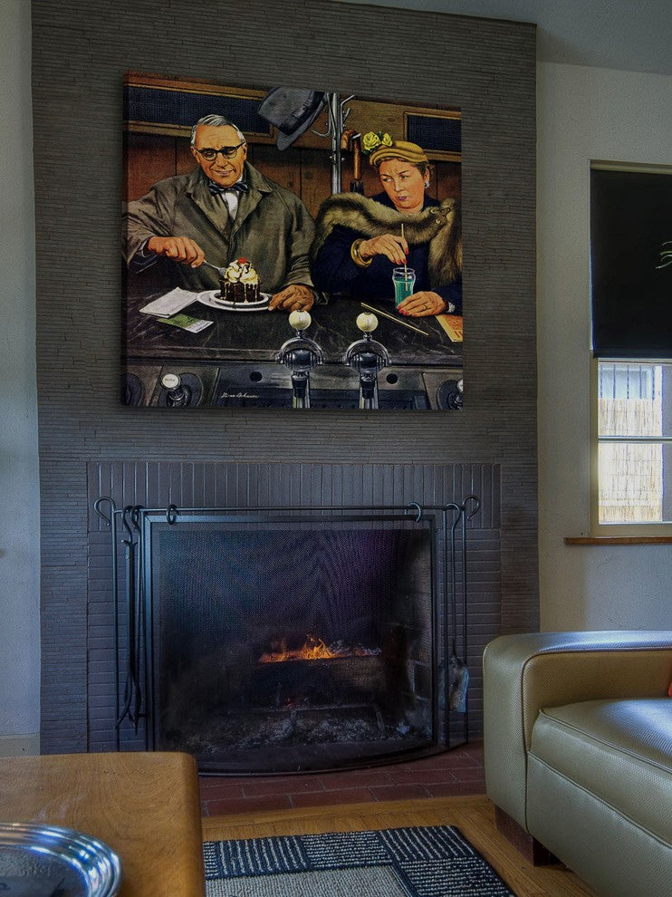 "Soda Fountain Dieter" Painting Print on Canvas by Stevan Dohanos
