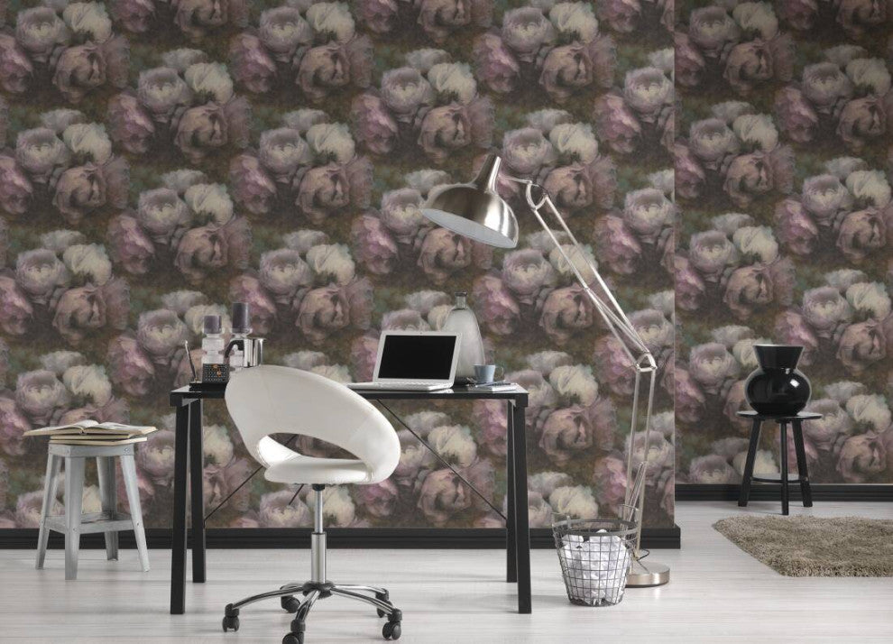 Sample, Floral Textured Wallpaper Featuring Peonies, 373922