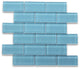Glass Mosaic Tile Country Blue 2x4 Subway Tile Kitchen Backsplash, 1 sheet