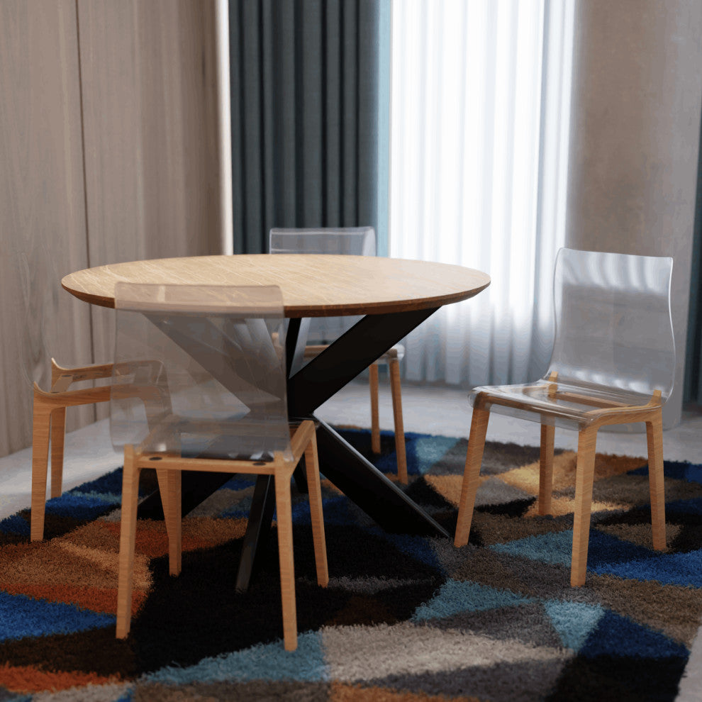 LeisureMod Marsden Modern Dining Side Chair With Beech Wood Legs, Natural Wood