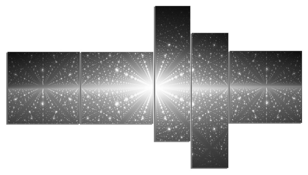 Stardust and Bright Shining Stars, Abstract Wall Art Canvas, 60"x32", 5 panels