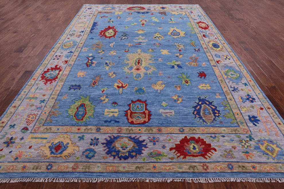Hand Knotted Turkish Oushak Wool Rug 9' 0" X 12' 9" - Q13600
