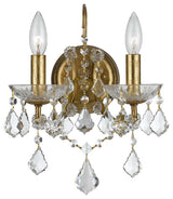 Filmore 2 Light Sconce in Antique Gold with Clear Hand Cut Crystal
