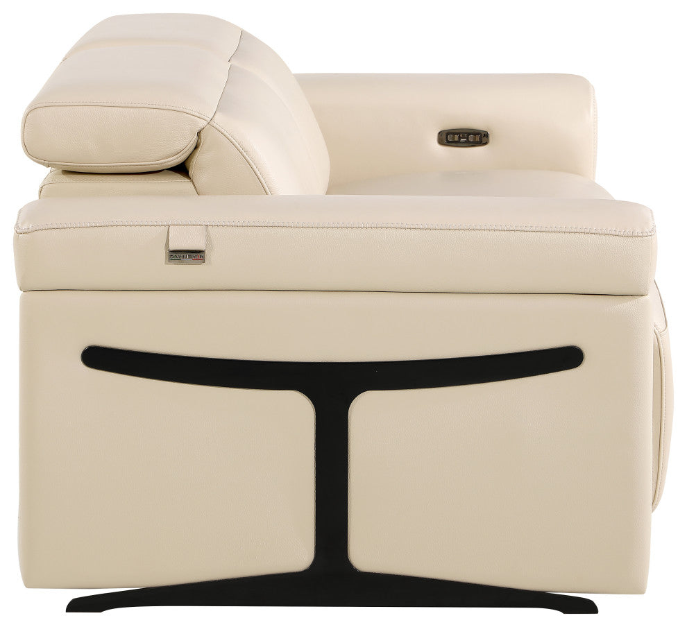 Augusto Top Grain Power Reclining Italian Leather Loveseat, Beige