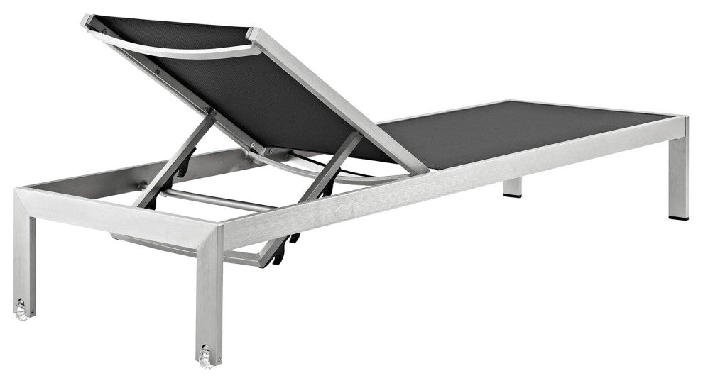 Shore Chaise Outdoor Patio Aluminum 6-Piece Set, Silver Black