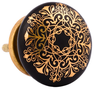 Set of Four Gold and Black Ceramic Knobs