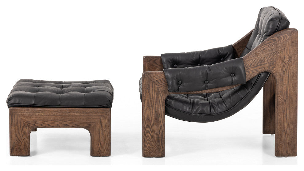 Halston Chair WithOttoman-Heirloom Black