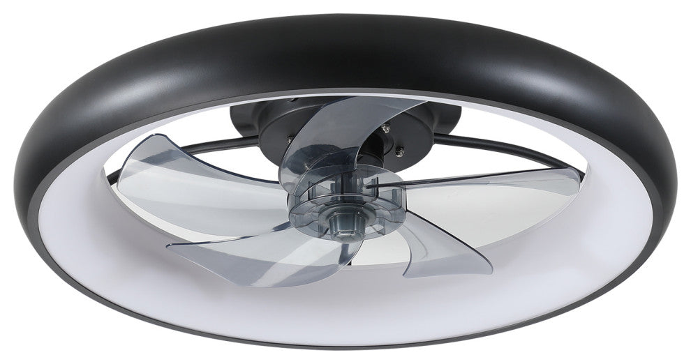 22 in. W x 6 in. H Ceiling Fan in Black and White with Dimmable LED Lights