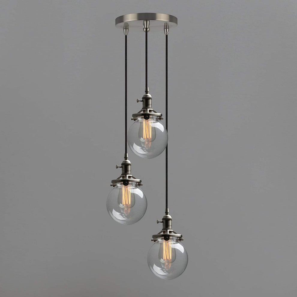 3 Light Ceiling Light Chandelier Globe Glass Pendant Lighting