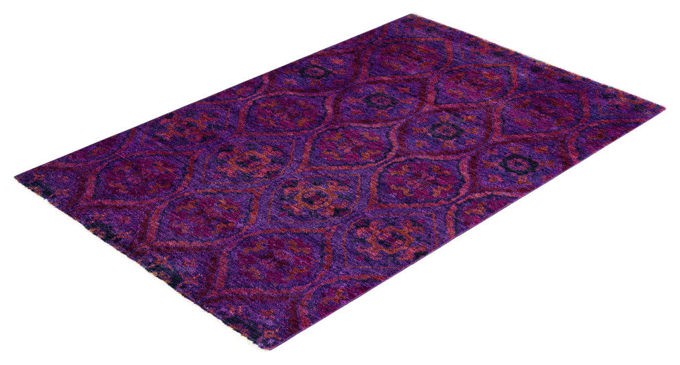 Overdyed, One-of-a-Kind Hand-Knotted Area Rug Purple, 3'10"x5'10"