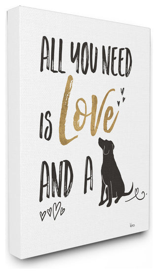 Dog Lover Typography, 24"x30", Stretched Canvas Wall Art