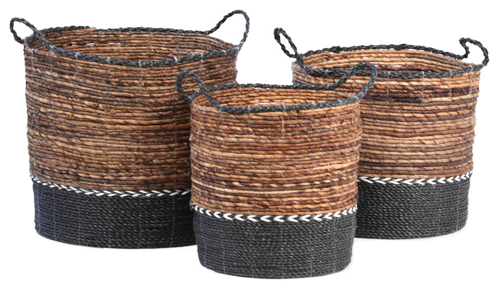 Milo Natural Banana Stalk Nested Woven Baskets, Set of 3