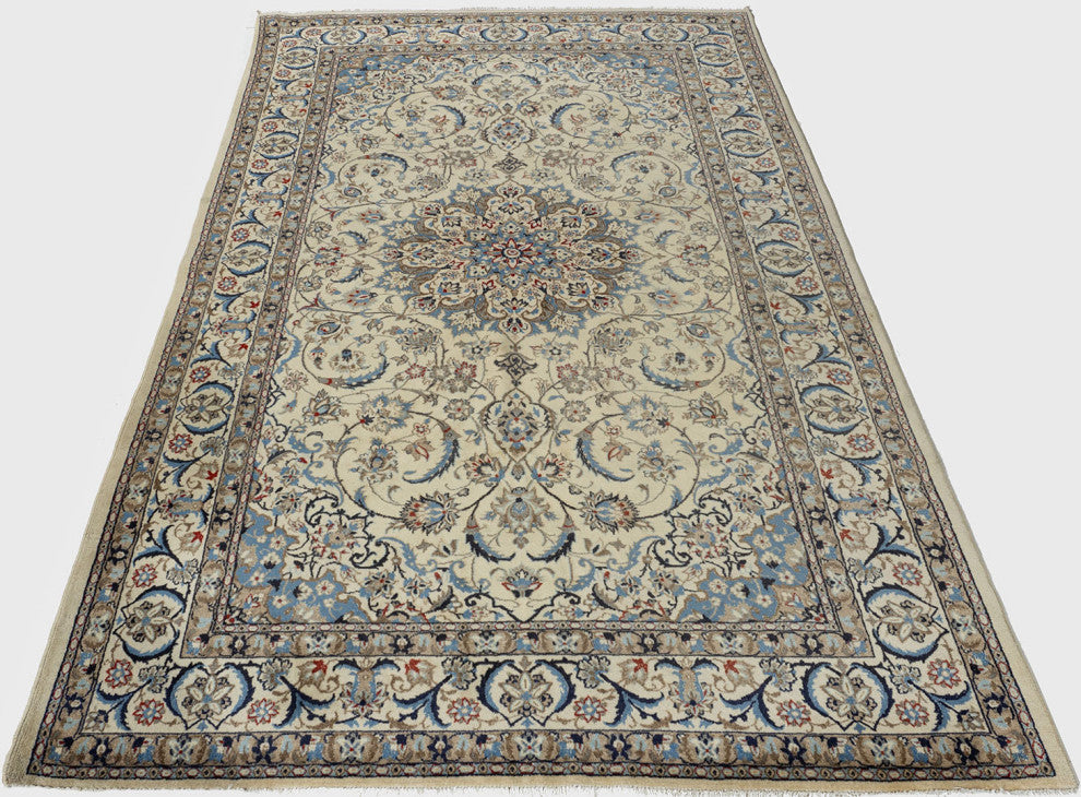 Vintage Persian Nain Area Rug, 5'3x8'11