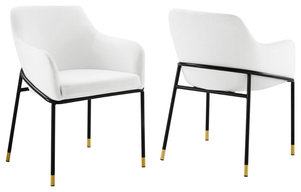 Jovi Performance Velvet Dining Armchair Set of 2, Black White