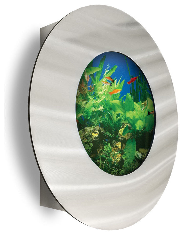 Aussie Aquariums 2.0 Wall Mounted Aquarium - Porthole Brushed Silver