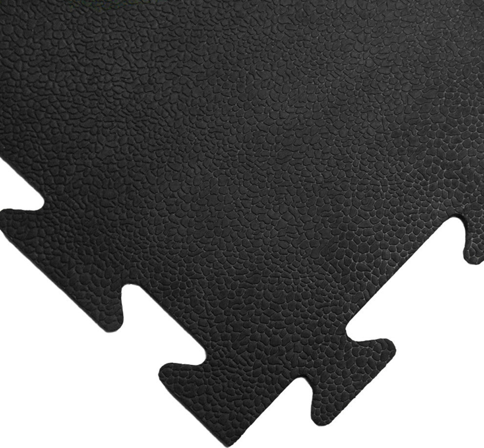 Rubber-Cal "Armor-Lock " Interlocking Rubber Tiles, Black, 16 Pack