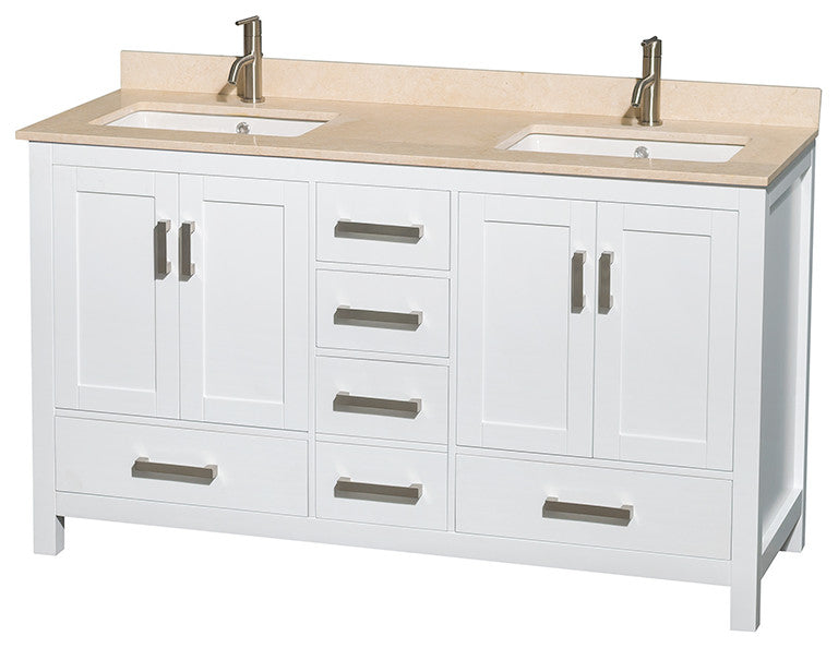 Wyndham WCS141460DWHIVUNSMED 60 In. Double Bathroom Vanity in White