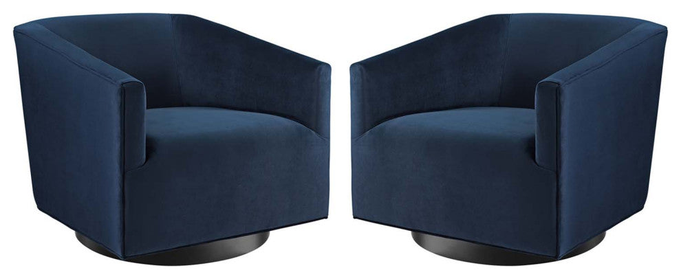 Twist Swivel Chair Performance Velvet Set of 2 - Midnight Blue