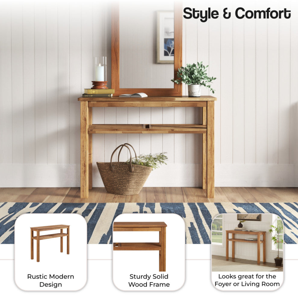 Tiburon KD Console Table with Shelf, Amber