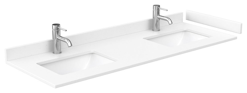 60"DBL Vanity White, White Cult. Marble Countertop, Sinks, 24"Mirrors, Gold Trim