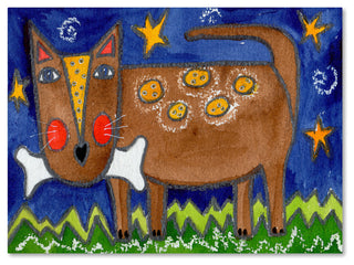 Wyanne 'Funky Dog With Bone' Canvas Art, 47"x35"