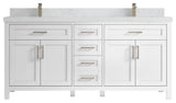 Cambridge 72 Double Sink Bath Vanity in White, 2" Empira White Top