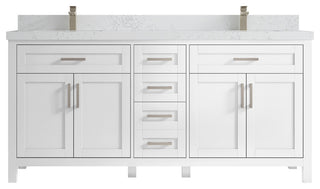 Cambridge 72 Double Sink Bath Vanity in White, 2" Empira White Top