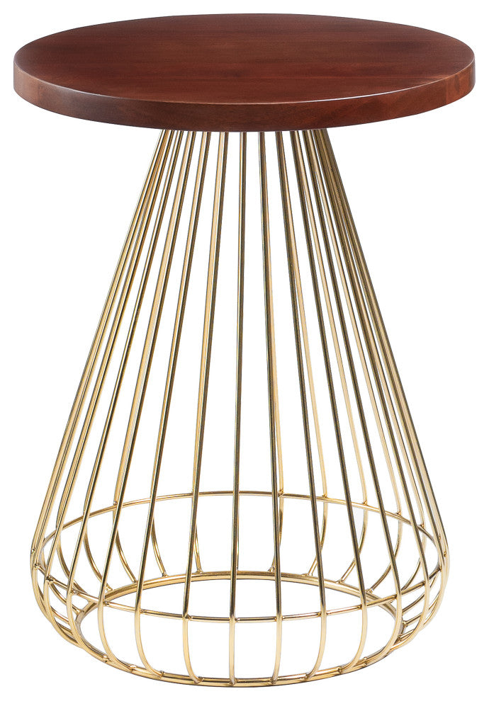 Melody Designer Cage Table, Walnut, Gold