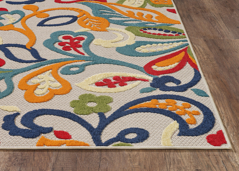 KAS Calla 6929 Ivory/Multi Leila Area Rug, 5'3"x7'