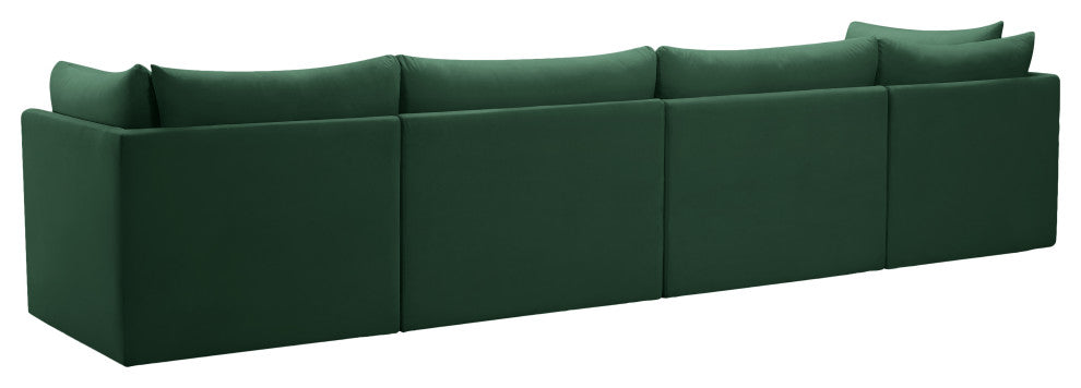 Jacob Velvet Upholstered 4-Piece Modular Sofa, Green