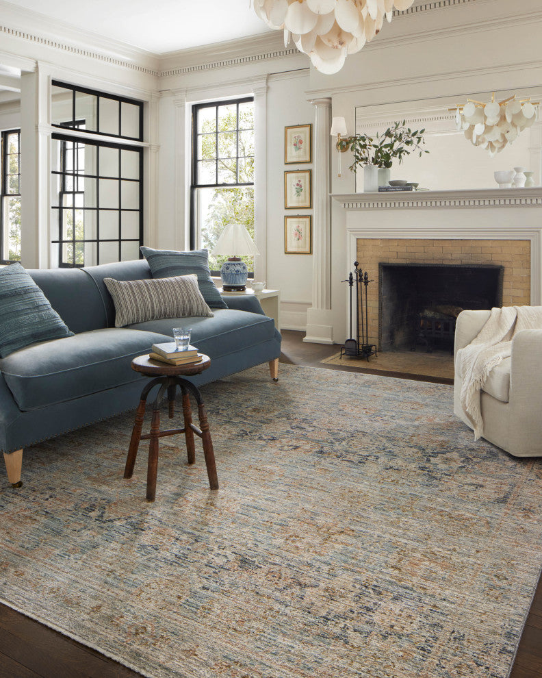 Jean Stoffer x Loloi Katherine Ocean / Coral 9'-6" x 9'-6" Round Area Rug