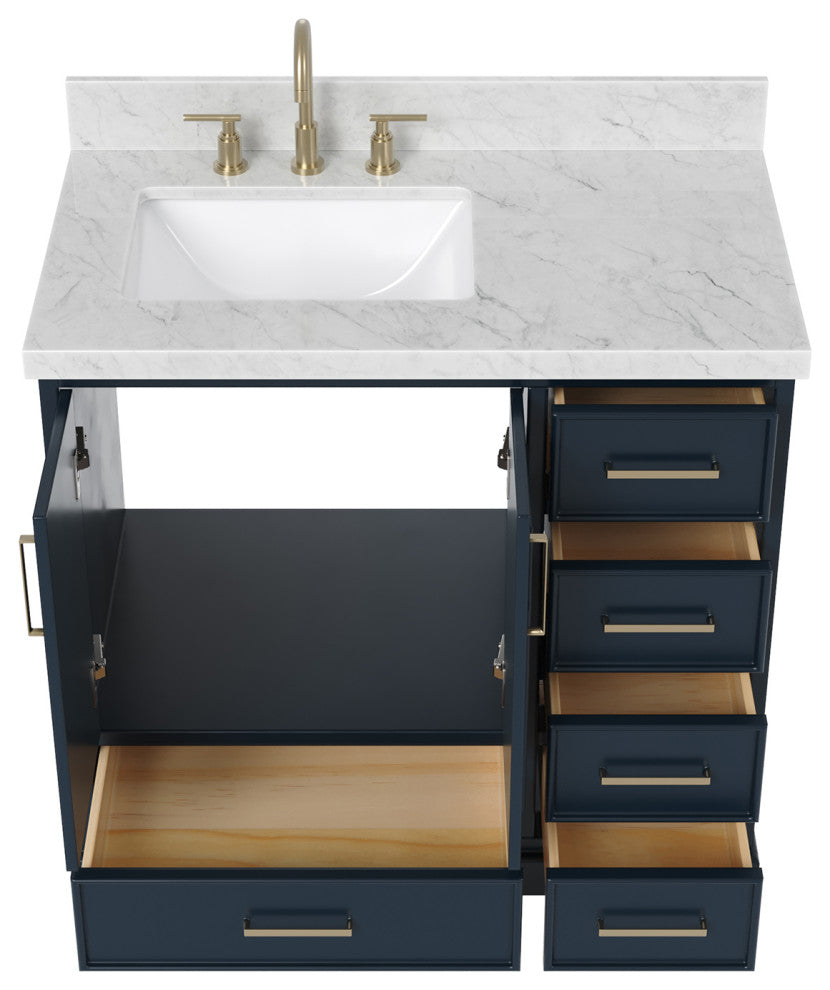 Ariel Stafford 37" Single Left Offset Rectangle Sink Bathroom Vanity