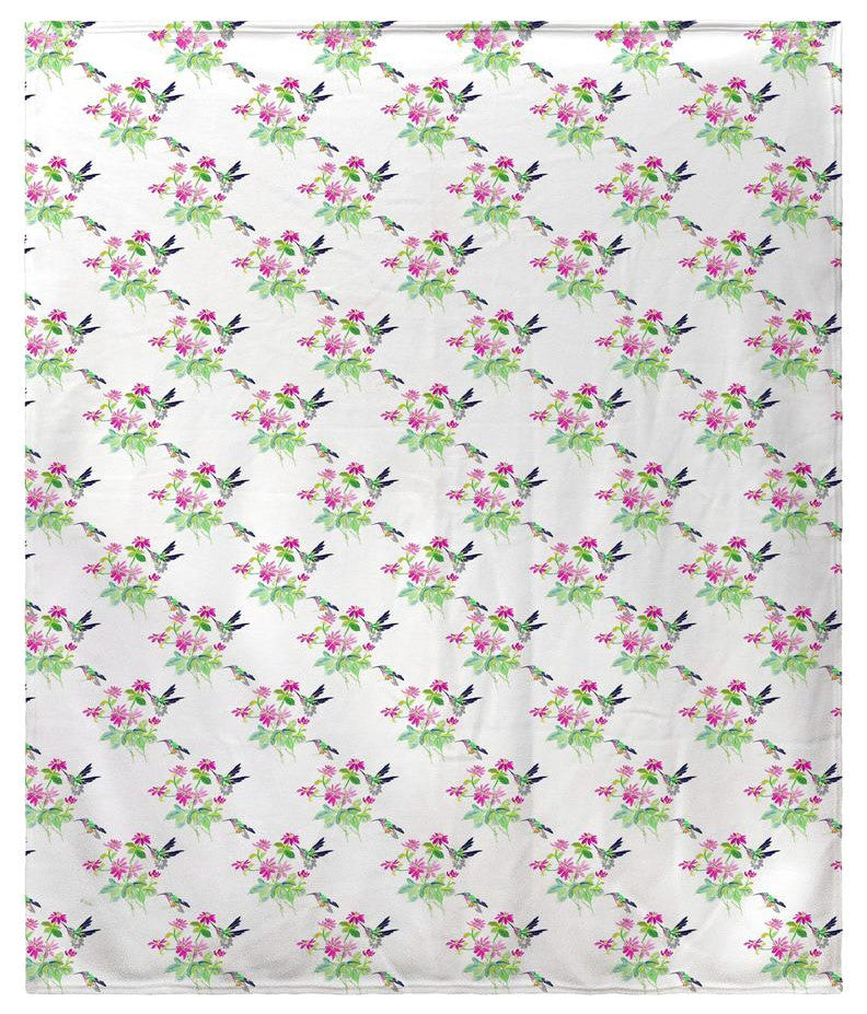 Ruby Throat Hummingbird Tiled Throw