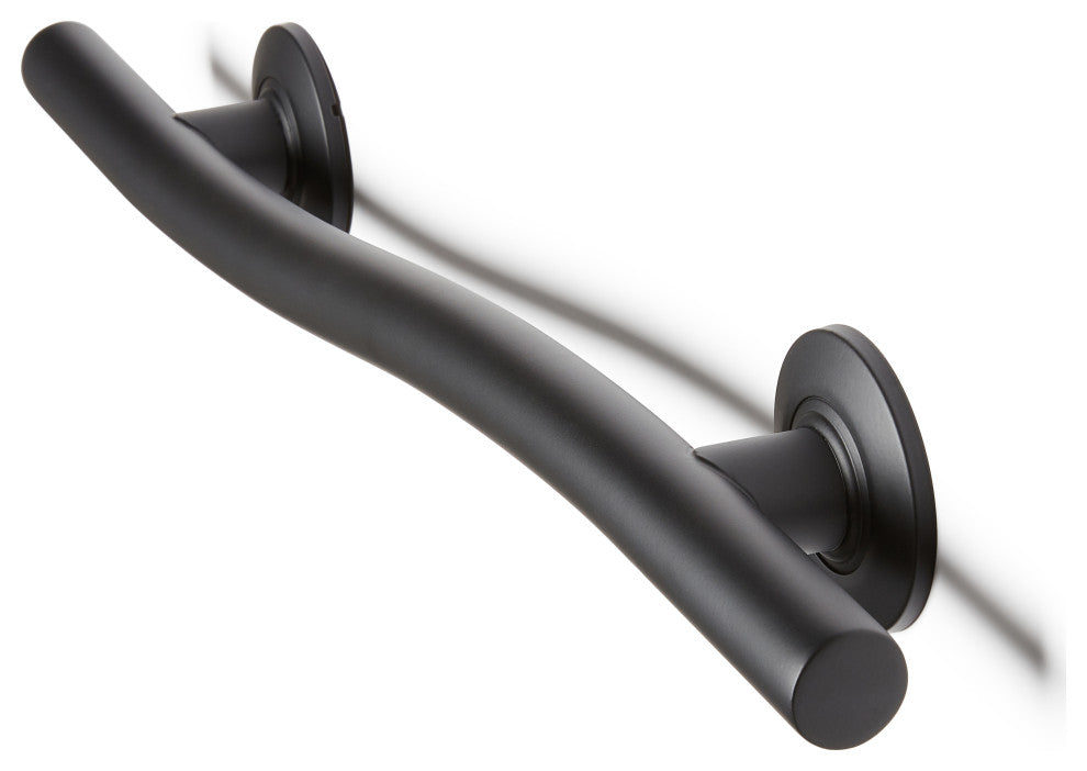 Wave Design Shower Grab Bar, Matte Black, 36"