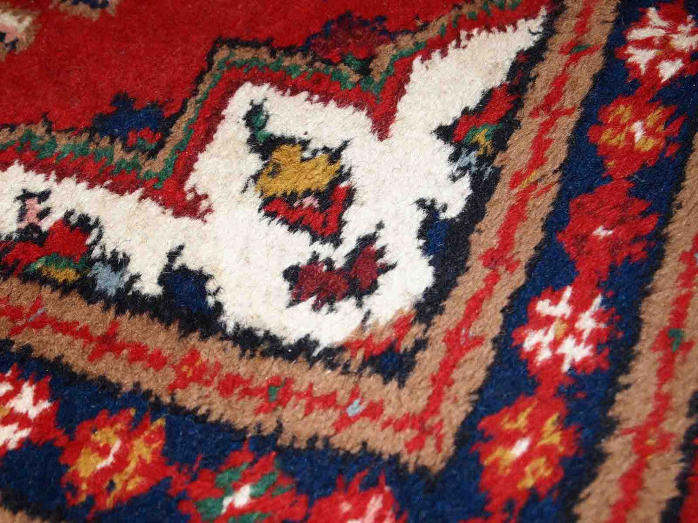 Handmade Vintage Persian Hamadan Rug, 2.2'x4.4', 70cmx136cm 1970s