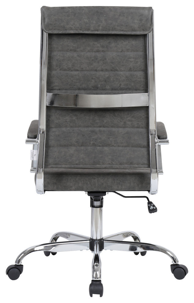 Benmar High-Back Leather Office Chair with Swivel Tilt and Adjustable Height, Charcoal